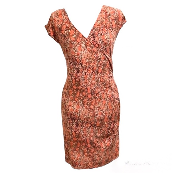 Ann Taylor Dresses & Skirts - Ann Taylor- Pink Coral Green Stretch crossover wrap tunic dress-Small